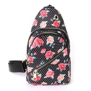 Black Floral Polka Dot Sling Bag